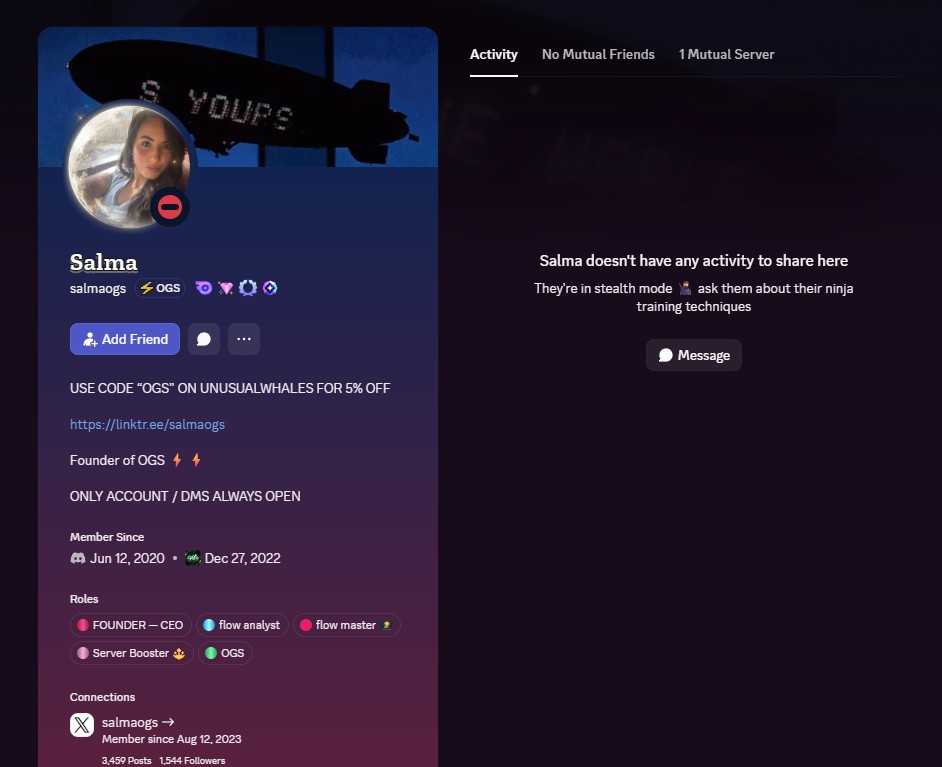 Real Discord admin account Salma - username salmaogs